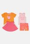 Kids Girl 4 Pieces Graphic Print Top And Shorts Set, Multicolor - 4