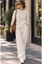Women's Soft Textured Front Stitching Detailed Crew Neck Loose Long Sleeve Knitwear Sweater - 2