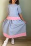 Girl's Cotton Gingham Midi Skirt Short Sleeve Blouse Set
