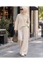 Women's Soft Textured Front Stitching Detailed Crew Neck Loose Long Sleeve Knitwear Sweater