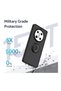 Honor magic 7 lite compatible case with ring stand, extra impact protection hard silicone cover - black - 2