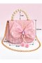 Girl's Pink Princess Bag with Pearl Handle, Sequined Bow, Starry Tulle, Chain Strap, Mini Hand Shoulder Bag - 2