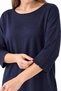 Women's navy plus size boat neck 100% cotton yarn knit thin knitwear blouse with openwork sleeve and hem - 3