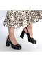 Zuda Black Patent Leather Platform Heel Shoes - 4