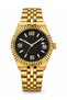 Men's Wristwatch Gold Color Stainless Steel Case and Band Black Honeycomb Pattern Dial Quartz Movement with Calendar - 3