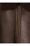 Brown Suede Look Fur Collar Girls' Coat - 3
