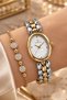Oval Case Gold Silver Women's Wristwatch - 3 Atm Water Resistant Steel Band Japanese Movement Gift Special Boxed Hmby2082C4