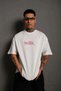 Marchè Bien Men's Printed T-Shirt Oversize Short-Sleeved Crew Neck T-Shirt - White - 2