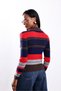Brown Polo Collar Striped Knitwear Cardigan 146046 - 5