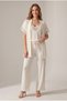Women's Ecru Corded Lace Detailed 3-Piece Nightgown and Dressing Gown Set