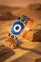 Uğur Gözü New Year Handmade Copper Evil Eye Patterned Earrings and Bracelet Set Adjustable - 4