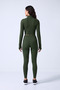 Seamless High Waist Tummy Control Leggings and Zipper Crop Top Women's Fitness Set - 6