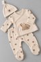 Sleeping Bear Embroidered 3-Piece Newborn Hospital Discharge Set with Gloves