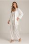 Women's White Elegant Design 3-Piece Nightgown and Dressing Gown Set Dowry Suit Stylish Home Wear Pajama Set
