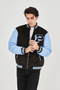 Marchè Bien Men's Inner Fiber and Lined Sleeves Faux Leather Jacket - Blue