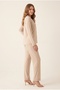 Women's Front Buttoned V-Neck Long Sleeve Nightgown and Loungewear Set Relaxed Fit - 2