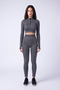 Seamless High Waist Tummy Control Leggings and Zipper Crop Top Women's Fitness Set - 2