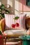 Pink Striped Cherry Patterned Rectangular Throw Pillow Cover 50X30 cm Double-Sided Suede Pillowcase - 3