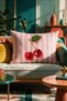 Pink Striped Cherry Patterned Rectangular Throw Pillow Cover 50X30 cm Double-Sided Suede Pillowcase