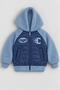 Boy's Quilted Plush Sleeve Hooded College Jacket