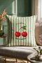 Set of 4 Pillow Covers with Cherry and Cute Cat Pattern 43X43 cm Double-Sided Suede Pillowcases - 5