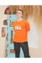 Marchè Bien Men's Crew Neck T-Shirt with Embroidery Short Sleeve Oversize T-Shirt - Orange