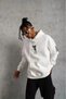 Marchè Bien Berkek 3 İplik Pamuklu Kapüşonlu Baskılı Cepli Oversize Sweatshirt Hoodie - Eyaz - 3