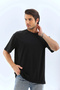 Marchè Bien Men's Plain Summer Short Sleeve T-Shirt Crew Neck Oversize T-Shirt - Black - 4