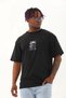 Marchè Bien Men's Short Sleeve Summer T-Shirt Crew Neck Printed Oversize T-Shirt - Black