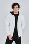 Men's 3 Thread P Cotton U Zippered K Hooded K Kangaroo Pocket Hoodie Cardigan Sweatshirt - White