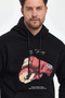 Marchè Bien Men's 3 Thread Cotton Hooded Pocket Boxy Glove Printed Hoodie Sweatshirt - Black - 2