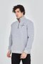 Marchè Bien Men's Half Zipper Printed 3 Thread Cotton Sweatshirt - Gray - 4