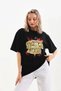 Women's Short Sleeve Summer T-Shirt Crew Neck Dragon Print T-Shirt - Black - 2