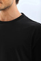 Marchè Bien Men's Plain Summer Short Sleeve T-Shirt Crew Neck Oversize T-Shirt - Black - 3