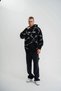 Men's Hooded Foil and Panel Printed Hoodie Sweatshirt- Black - 2