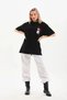 Women's Short Sleeve Summer T-Shirt Crew Neck Printed Oversize T-Shirt - Black - 6