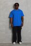 Marchè Bien Men's Plain Summer Short Sleeve T-Shirt Crew Neck Oversize T-Shirt - Blue