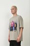 Marchè Bien Men's Printed T-Shirt Short Sleeve Crew Neck Comfort Fit T-Shirt - Dyed Gray