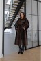 Brown Laveon Belted Long Faux Fur Coat