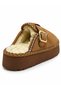 Women's Tan Fur Suede Look Thick Sole Winter Slippers - 4