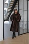 Brown Laveon Belted Long Faux Fur Coat - 3