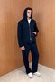 Men's Double Face Basic Hooded Set Navy Blue - 4