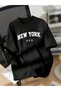 Women's New York Printed T-Shirt Short Sleeve Crew Neck T-Shirt - Black