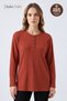 Women's Winter Twisted Patterned 4-Button Knitwear Look Mother's Combed Cotton Blouse