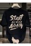 Marchè Bien Men's Short Sleeve Summer T-Shirt Crew Neck Printed Oversize T-Shirt - Black