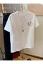 Women's Smile Printed T-Shirt Short Sleeve Crew Neck Oversize T-Shirt - White