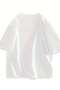 Women's Smile Printed T-Shirt Short Sleeve Crew Neck Oversize T-Shirt - White - 4