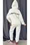 Marchè Bien Women's Embroidered 3 Thread Cotton Sweat Top and Bottom Set - White - 5