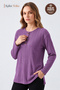 Women's Winter Twisted Patterned 4-Button Knitwear Look Mother's Combed Cotton Blouse - 2
