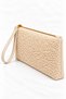 Women's Cream Plush Wristlet Bag with Zipper, Soft Textured Portfolio & Clutch Bag - 5